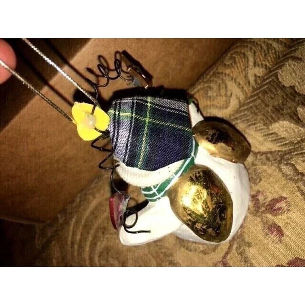 Snowman Angel in Plaid Hat, Check Scarf, Quality Resin Christmas Ornament